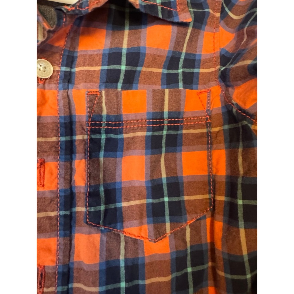 Oshkosh Navy/Orange Plaid LS‎ Shirt Size 5 - Picture 4 of 7